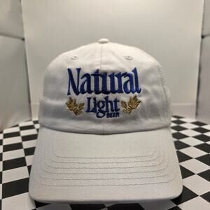 Natural Light Beer White Mesh Trucker Hat Embroidered Logo Snapback Cap